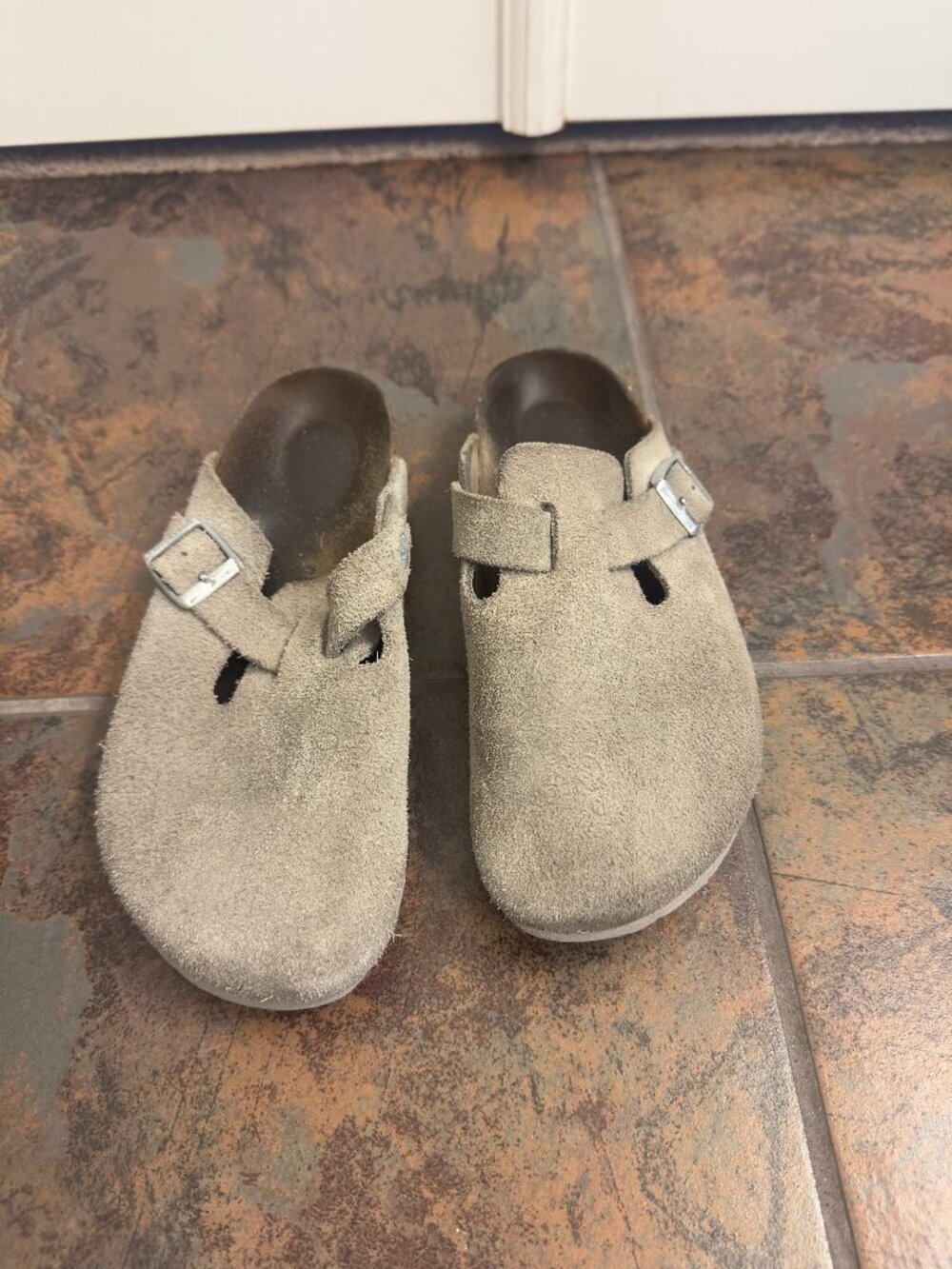 Birkenstock Taupe Boston Slides